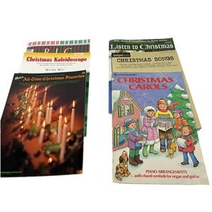 Vintage Christmas Piano Music Lot Big Red Green Book Carols Sheet Music 6 Books